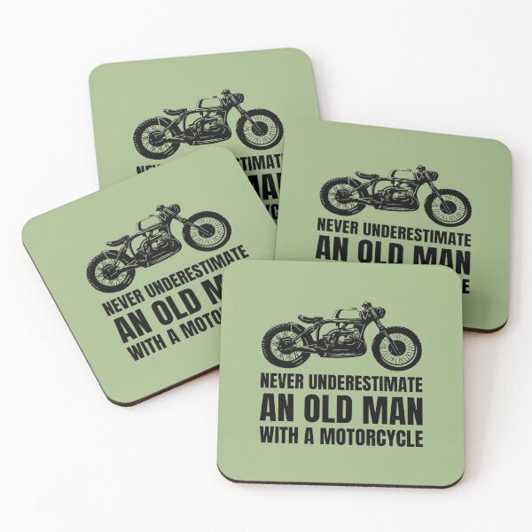 Item preview, Never Underestimate and Old Man With a Motorcycle designed and sold by EdifyEra.