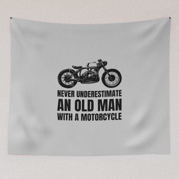 Item preview, Never Underestimate and Old Man With a Motorcycle designed and sold by EdifyEra.