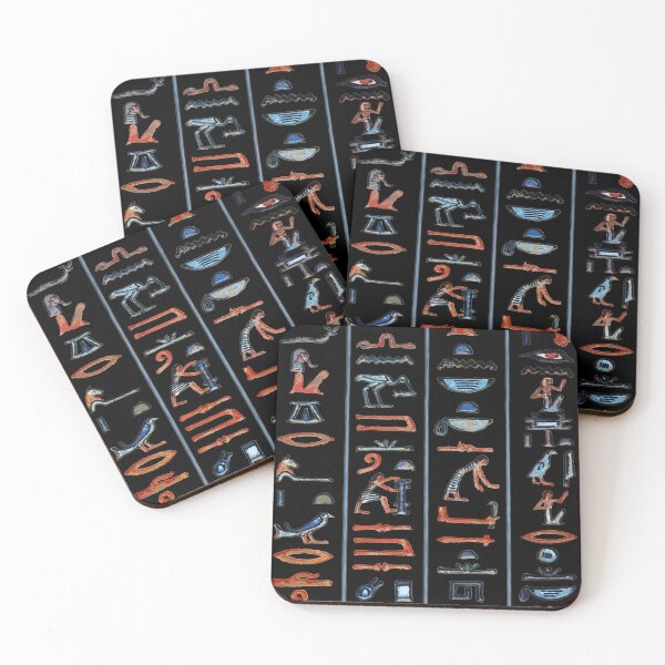 Item preview, Ancient Egyptian Hieroglyphs (Original Colors on Black) designed and sold by Samboid.