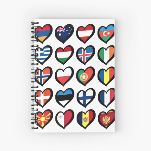EBU Logo Eurovision Hearts European Flags On Shirts Bags And Gadgets Spiral Notebook