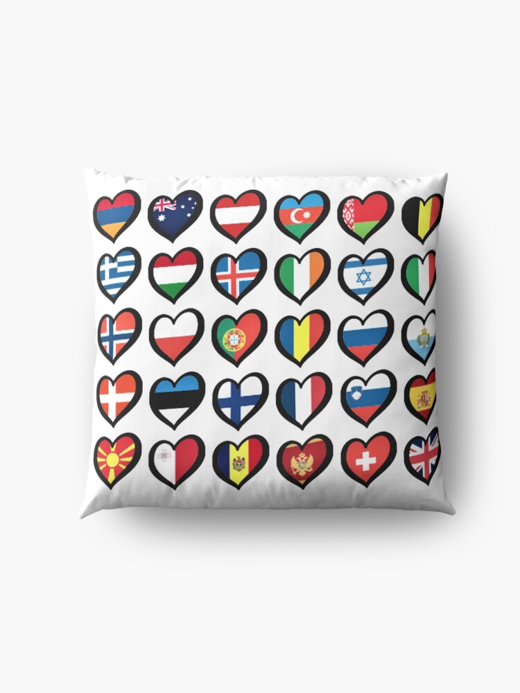 Alternate view of EBU Logo Eurovision Hearts European Flags On Shirts Bags And Gadgets Floor Pillow