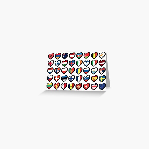 EBU Logo Eurovision Hearts European Flags On Shirts Bags And Gadgets Greeting Card