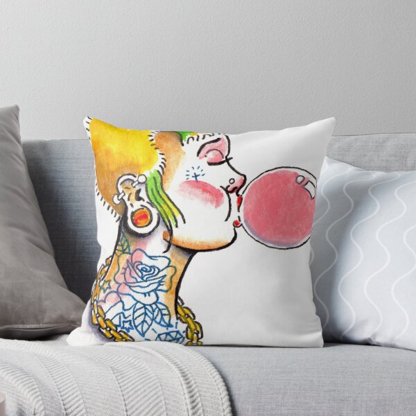 Item preview, Tattoo design of a punk girl blowing a bubble designed and sold by GorillaFarm.