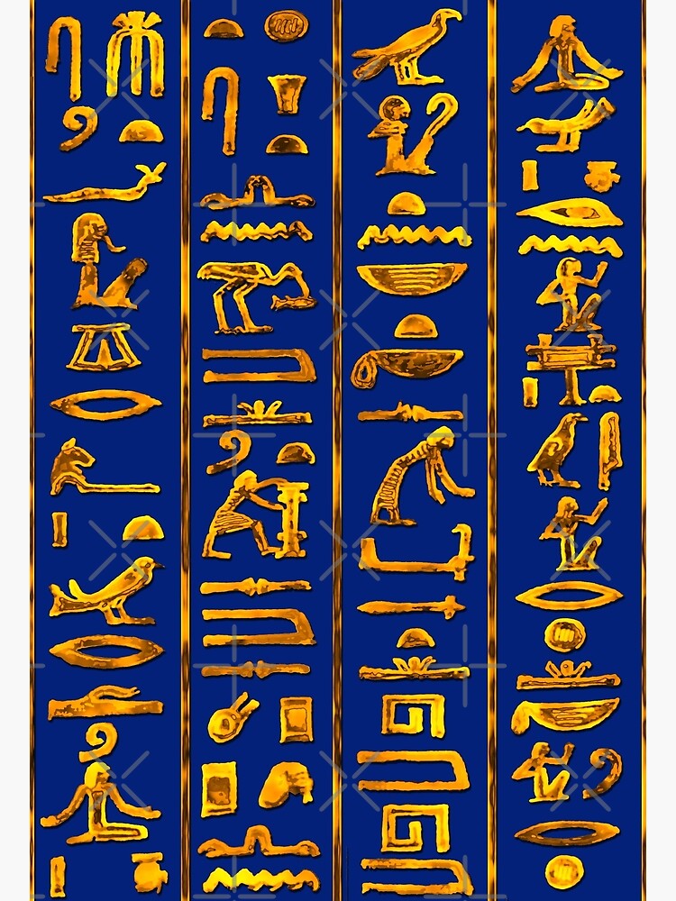 Ancient Egyptian Hieroglyphs (Gold on Dark Blue)