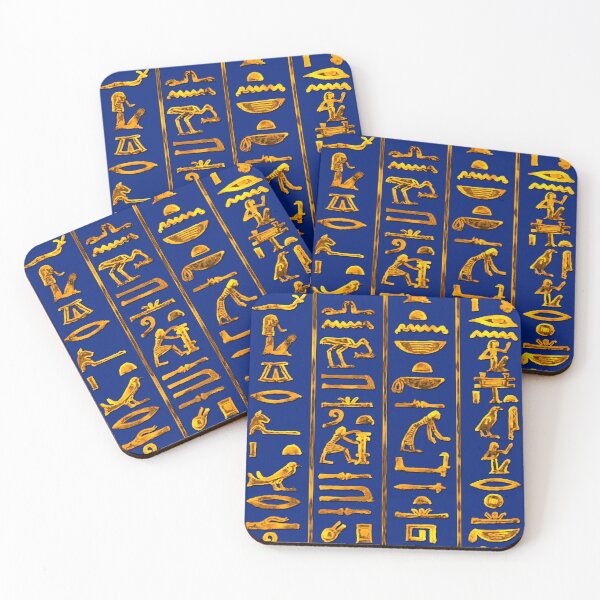 Item preview, Ancient Egyptian Hieroglyphs (Gold on Dark Blue) designed and sold by Samboid.