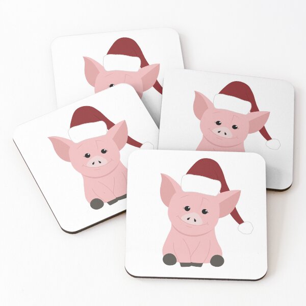 Item preview, Pink Christmas Pig in Santa Hat designed and sold by elmma design.