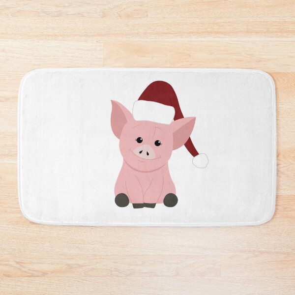 Artikelvorschau, Rosa Weihnachtsschwein in der Weihnachtsmütze entworfen und verkauft von elmma design.