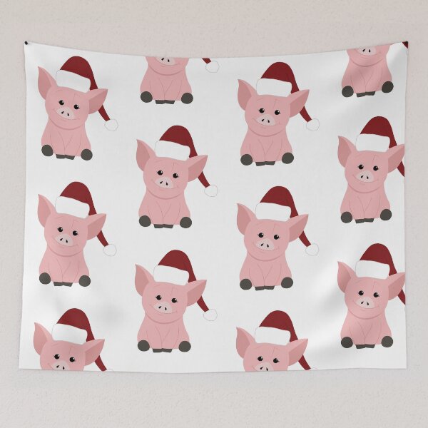 Item preview, Pink Christmas Pig in Santa Hat designed and sold by elmma design.