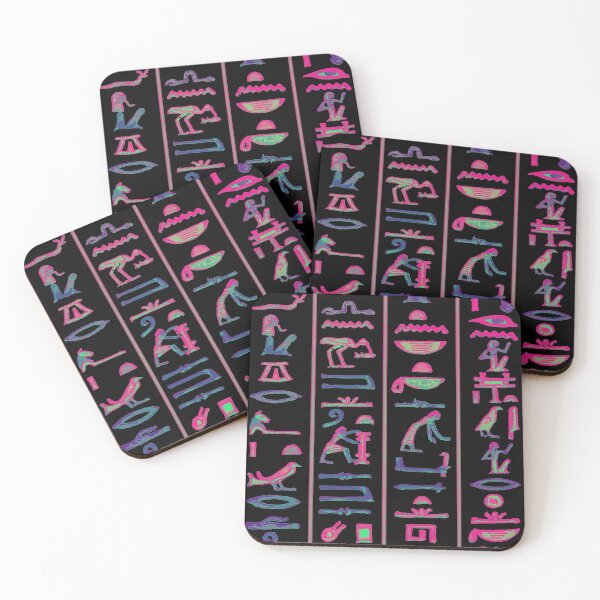 Item preview, Ancient Egyptian Hieroglyphs (Vivid Colors on Black) designed and sold by Samboid.