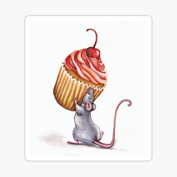Mouse with yummy cupcake Sticker