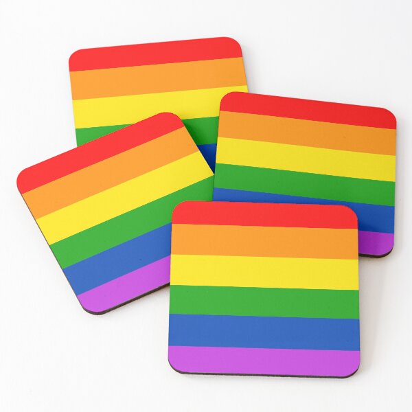 LGBTQI Gay Pride Rainbow Flag CSD Stonewall Lesbian Bi Trans Queer Coasters (Set of 4)