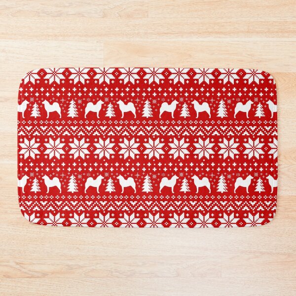 Item preview, Finnish Spitz Silhouettes Red and White Christmas Holiday Pattern designed and sold by Jenn Inashvili.