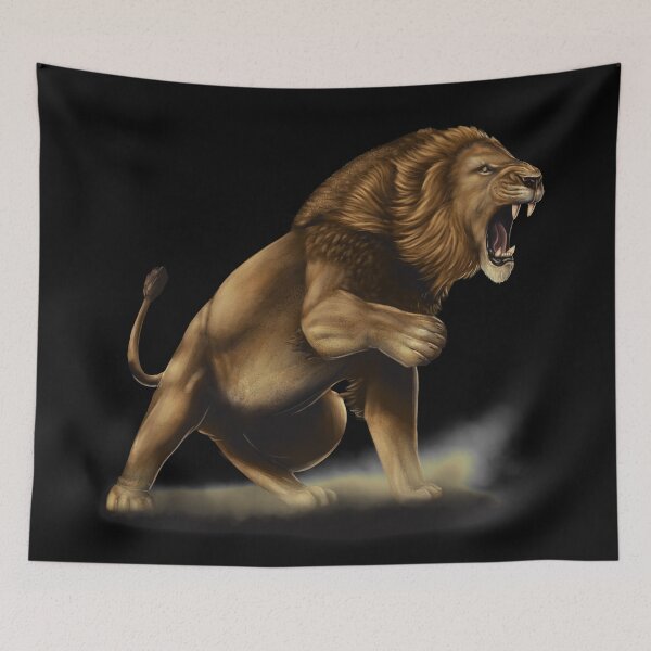 Item preview, Male African lion in attack pose designed and sold by TessaGeniets.