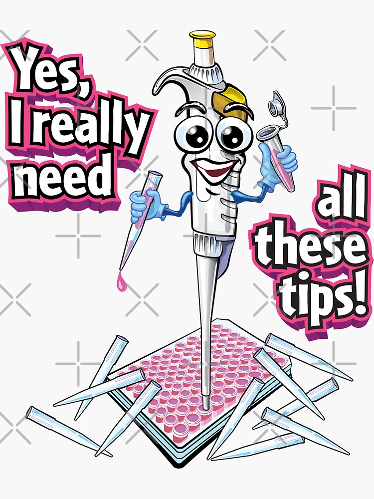 "PCR Pipette Funny Cute Science Cartoon - Yes, I Really Need All These