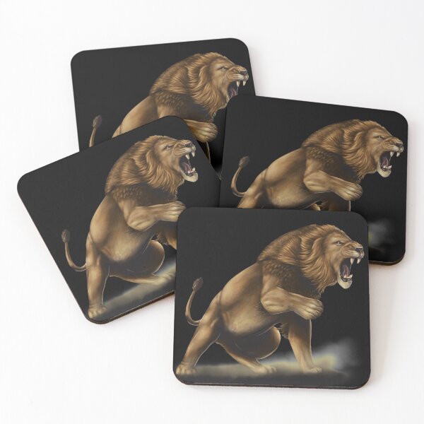 Item preview, Male African lion in attack pose designed and sold by TessaGeniets.