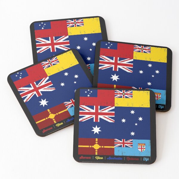Item preview, Samoa, Niue, Australia, Rotuma, Fiji Flags. VERSION 2 - RUSTIC. Oceania and South Pacific Islands designed and sold by #mossasdesign.