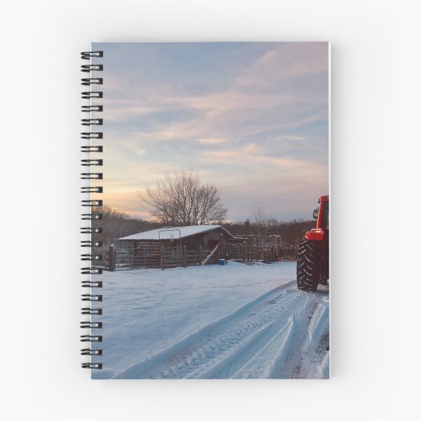 Item preview, Winter red tractor farming in Connecticut  designed and sold by Paintingladycat.