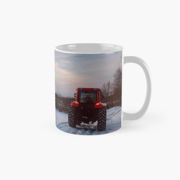 Item preview, Winter red tractor farming in Connecticut  designed and sold by Paintingladycat.