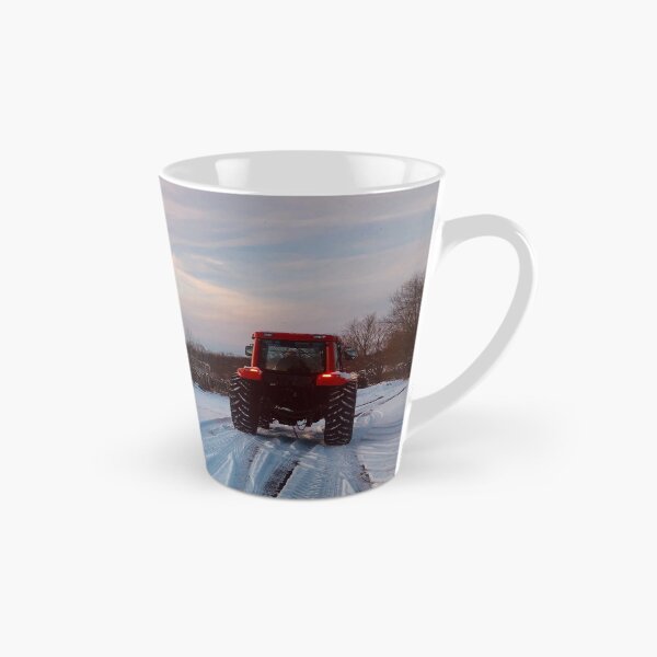 Item preview, Winter red tractor farming in Connecticut  designed and sold by Paintingladycat.