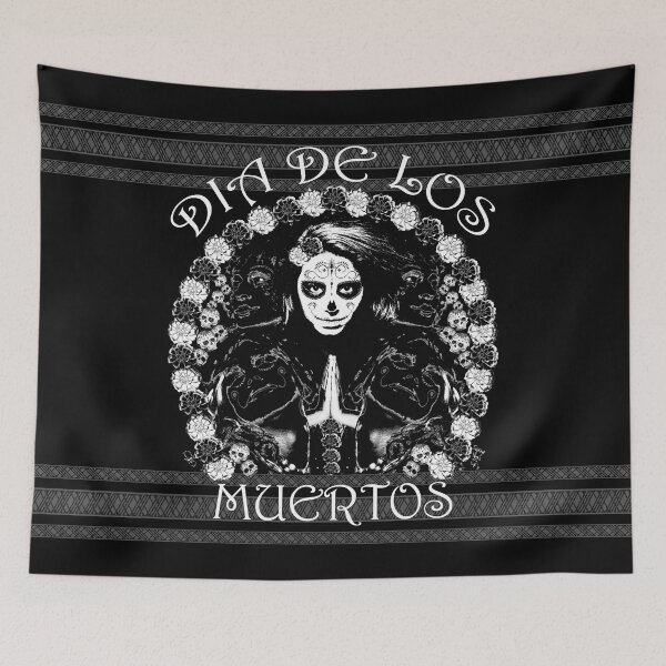 Item preview, Dia De Los Muertos Black & White by Swoot - Throw Blanket and Duvet designed and sold by swoottees.