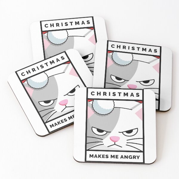 Item preview, Christmas Makes Me Angry Santa Cat designed and sold by fomodesigns.