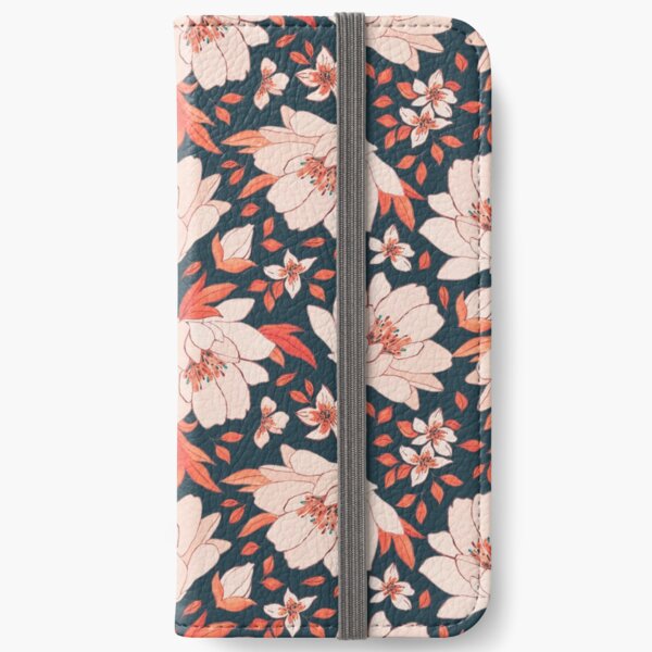 Red Floral Pattern iPhone Wallet