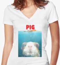 Sea Pig Women's Fitted V-Neck T-Shirt