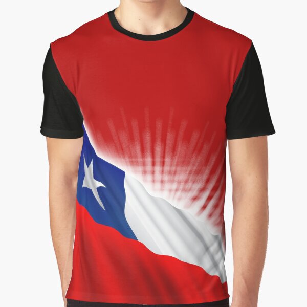Chile, Chilean Flag Light Steel T-Shirt Front CHILE, CHILEAN FLAG Graphic T-Shirt