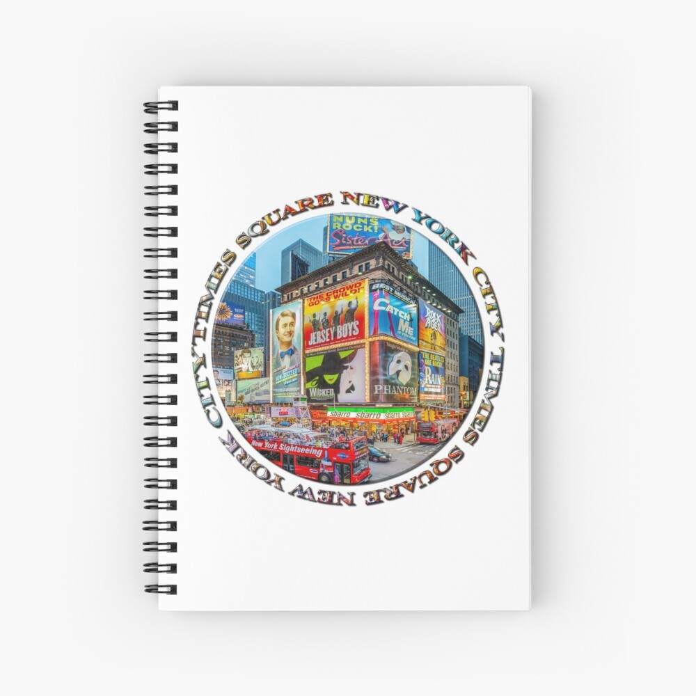 Times Square III (round badge on white) Spiral Notebook