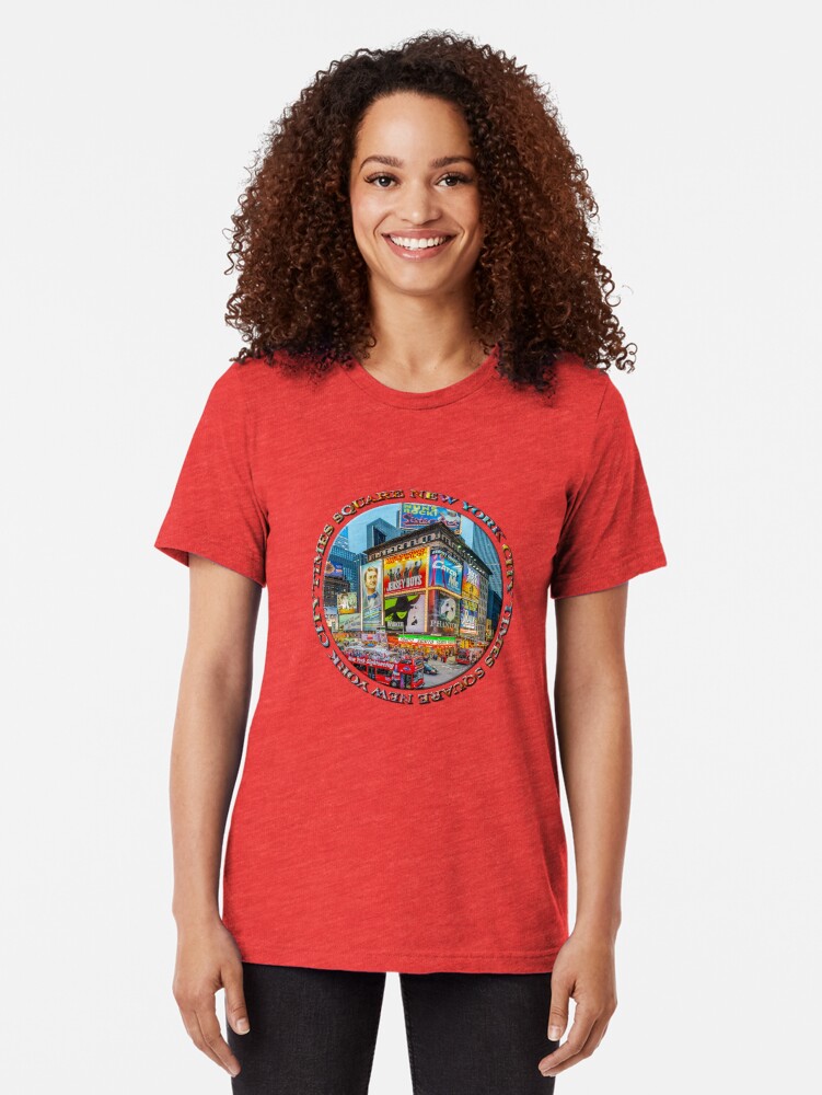 Alternate view of Times Square III (round badge on white) Tri-blend T-Shirt