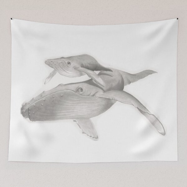 Item preview, Mother and baby Whales Pencil Drawing designed and sold by jjomally1.