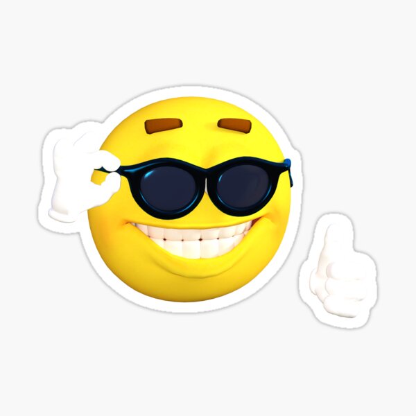 Smiley Face Sunglasses Thumbs Up Emoji Meme Face Sticker for Sale by  obviouslogic