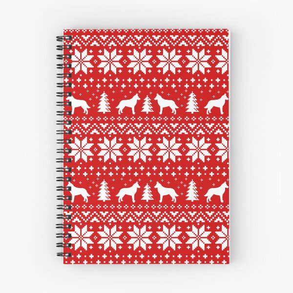 Item preview, Belgian Malinois Silhouettes Red and White Christmas Holiday Pattern designed and sold by Jenn Inashvili.