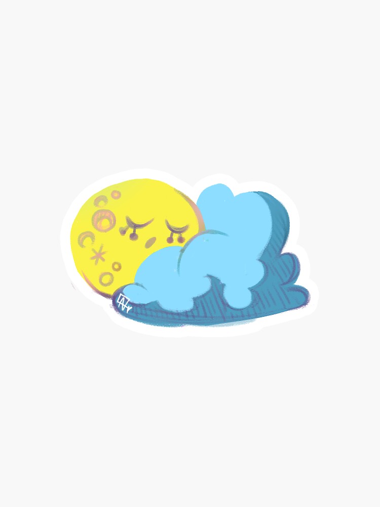 "Sleepy Moon" Sticker by FunandAims Redbubble