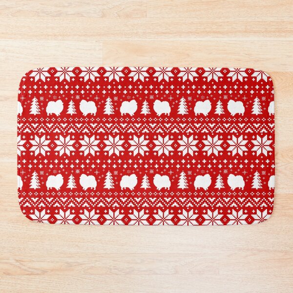 Item preview, Pomeranian Dog Silhouettes Red and White Christmas Holiday Pattern designed and sold by Jenn Inashvili.