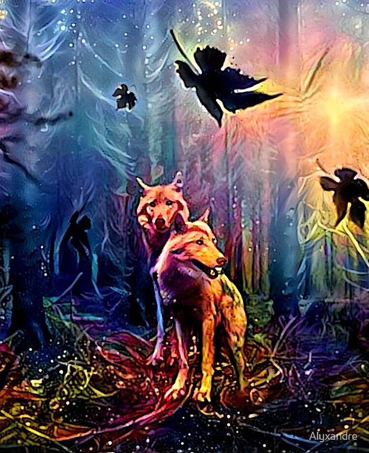 Funda y vinilo para iPad «Visiones de lobos místicos» de Alyxandre |  Redbubble