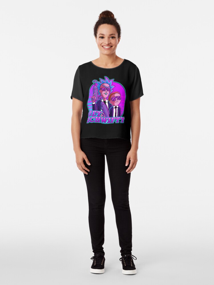Alternate view of rick and morty get schwifty Chiffon Top