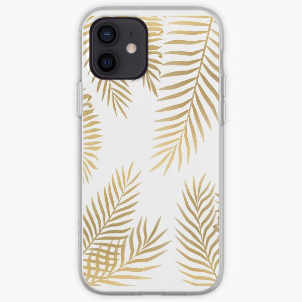 Gold palm leaves iPhone Soft Case