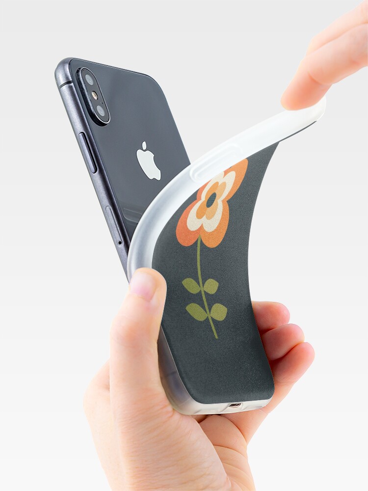 Disover Retro Flower - Orange and Charcoal iPhone Case