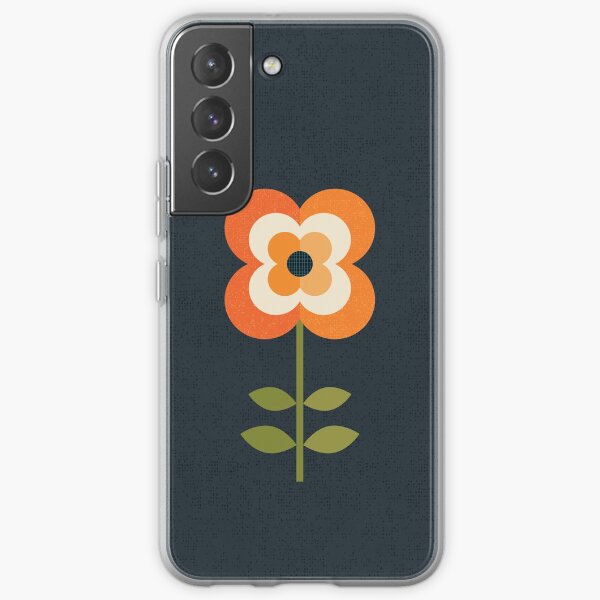 Retro-Blume - Orange und Holzkohle Samsung Galaxy Flexible Hülle