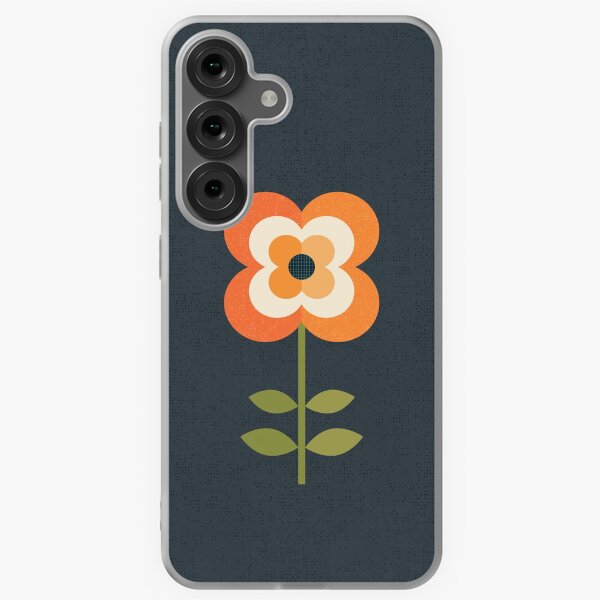 Aperçu de l'œuvre Fleur Rétro - Orange et Charbon créée et vendue par Daisy Beatrice.