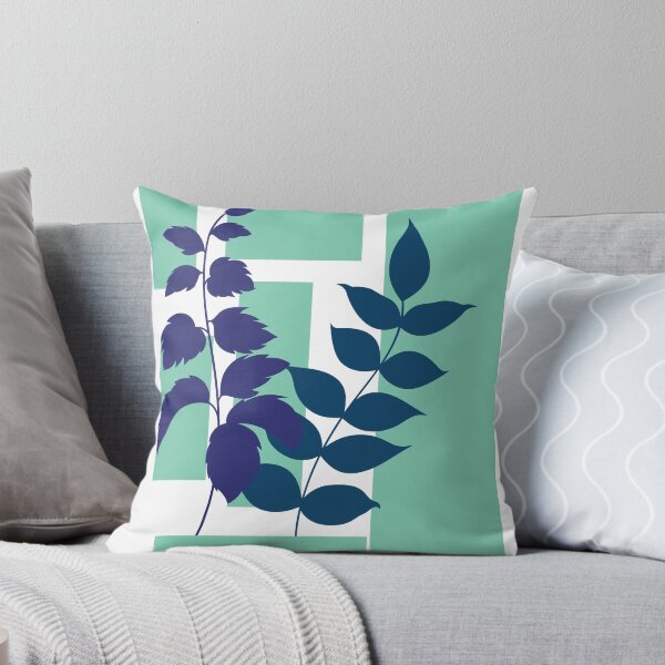 Item preview, Mint Green Squares Blue Nature Leaves designed and sold by Lilith-Designs.
