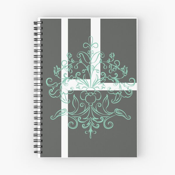 Item preview, Modern grey squares mint green flourish damask element  designed and sold by Lilith-Designs.