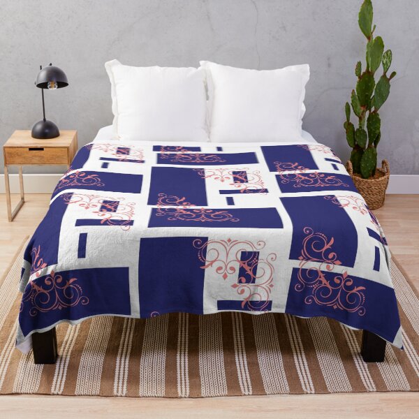 Item preview, Modern contemporary blue squares dusty pink flourish elements  designed and sold by Lilith-Designs.