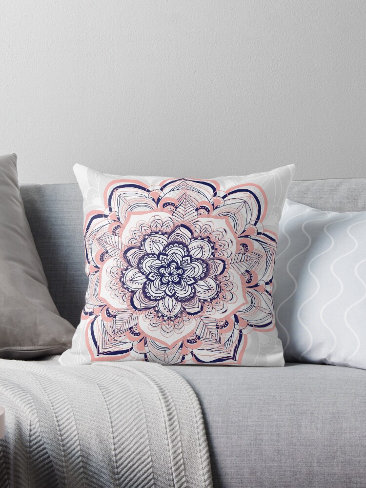pink and navy pillows
