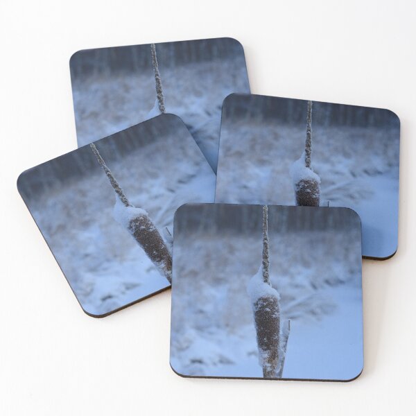 Item preview, cattail  in the snow against a snowy winter forest designed and sold by yarvin13.