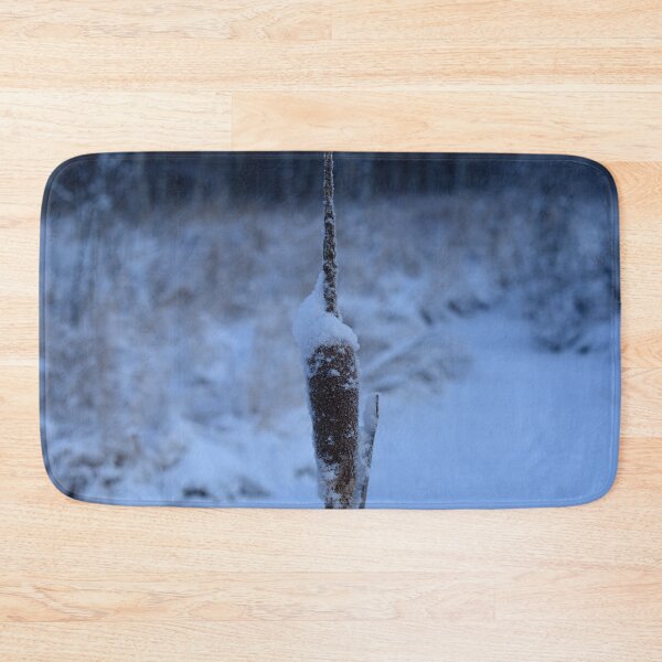 Item preview, cattail  in the snow against a snowy winter forest designed and sold by yarvin13.