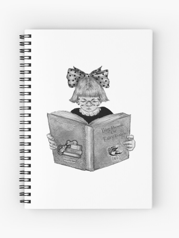 Boy and Girl Reading, Books, KIDS, Literacy, Love Reading, Book Lovers,  Pencil Art Spiral Notebook for Sale by Joyce Geleynse