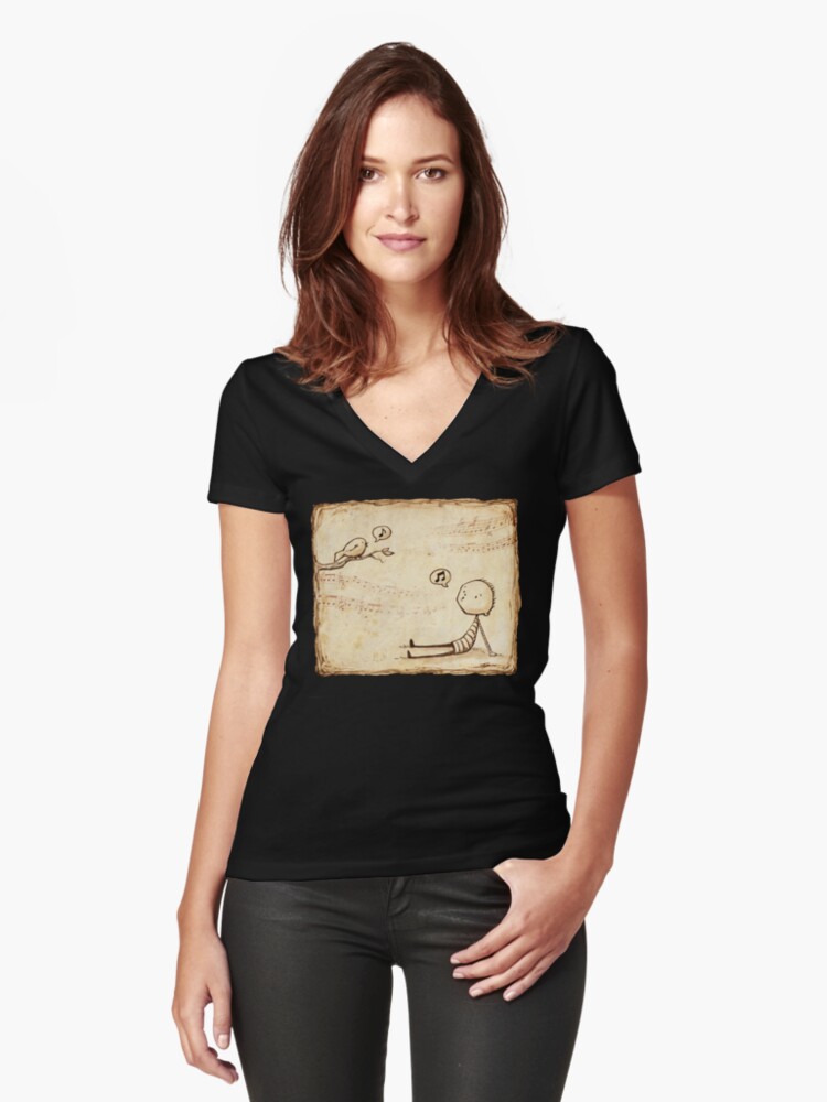 Thumbnail 1 of 3, Fitted V-Neck T-Shirt, Whistle Border designed and sold by Eenuh.