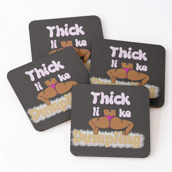 Thick Like Dumpling-Light Pink Coasters (Set of 4)